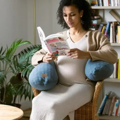 Coussin de grossesse Big Flopsy™ Fleur de coton gris mineral