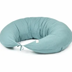 Coussin de maternité Stories Édition limitée Teal cream grid