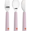 Couverts en silicone Happy Rascals Coeur lavande (3 pièces)