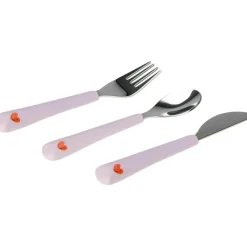 Couverts en silicone Happy Rascals Coeur lavande (3 pièces)
