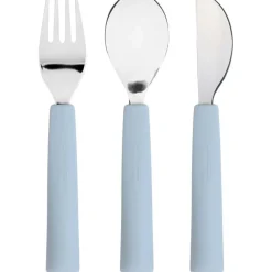 Couverts en silicone Happy Rascals Smile bleu ciel (3 pièces)