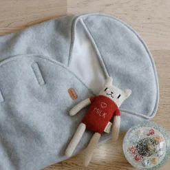 Couverture Babynomade double polaire gris chiné et blanc (0-6 mois)