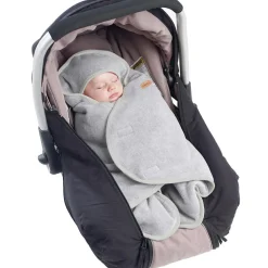Couverture Babynomade double polaire gris chiné et blanc (0-6 mois)
