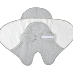 Couverture Babynomade double polaire gris chiné et blanc (0-6 mois)