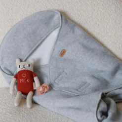 Couverture Babynomade double polaire gris chiné et blanc (0-6 mois)