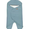 Couverture Babynomade double polaire bleu baltique et blanc (0-6 mois)