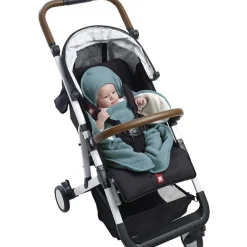 Couverture Babynomade double polaire bleu baltique et blanc (0-6 mois)