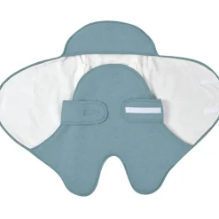 Couverture Babynomade double polaire bleu baltique et blanc (0-6 mois)