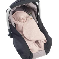 Couverture Babynomade double polaire rose poudré et blanc (0-6 mois)