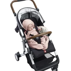 Couverture Babynomade double polaire rose poudré et blanc (0-6 mois)