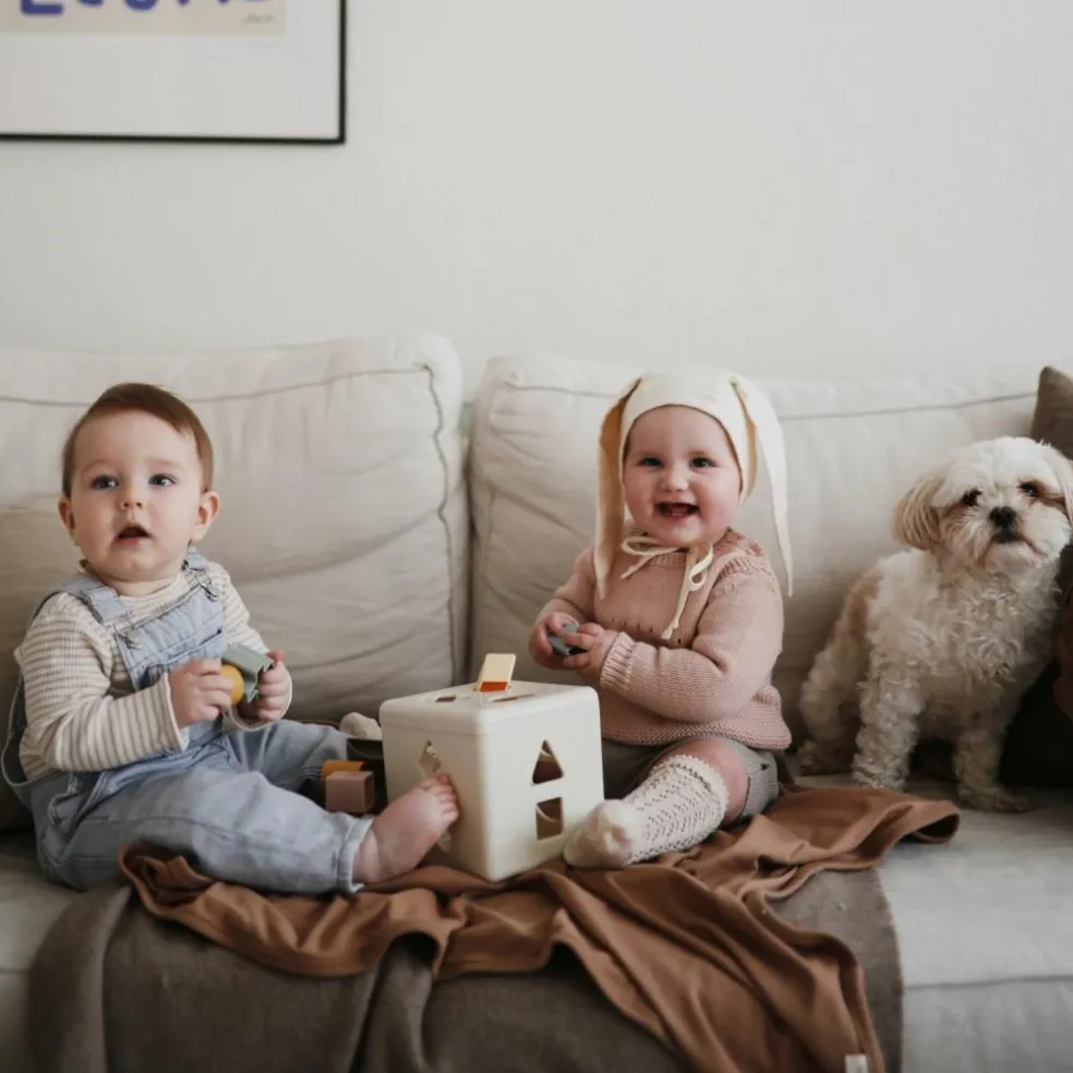 Couverture bébé côtelée Tan (90 x 90 cm)