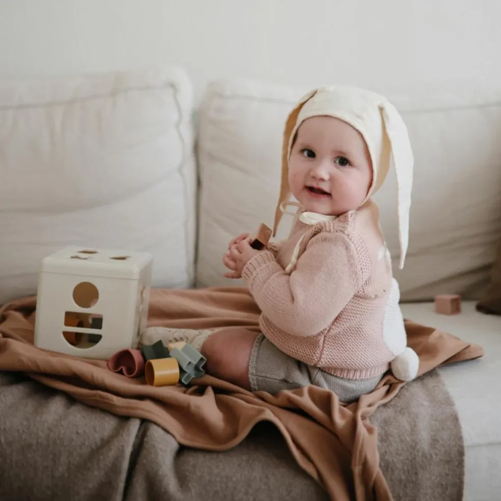 Couverture bébé côtelée Tan (90 x 90 cm)