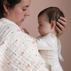 Couverture bébé en mousseline Bows (100 x 100 cm)