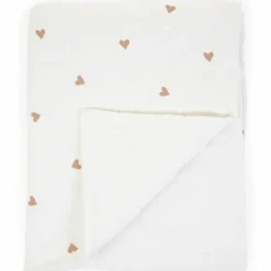 Couverture écrue Jersey coeurs dorés (80 x 100 cm)