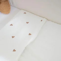 Couverture écrue Jersey coeurs dorés (80 x 100 cm)