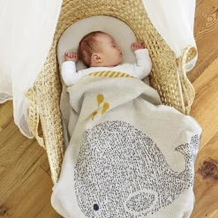 Couverture en coton bio baleine Little Water