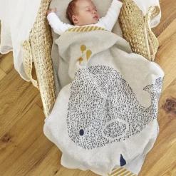 Couverture en coton bio baleine Little Water
