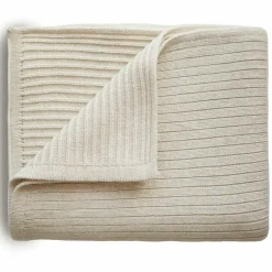 Couverture en coton bio Ribbed Beige melange (80 x 100 cm)