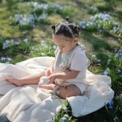 Couverture en coton bio Ribbed Beige melange (80 x 100 cm)