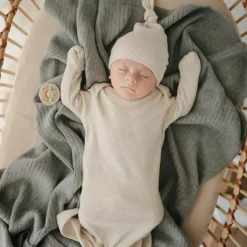 Couverture en coton bio Ribbed Smoke (80 x 100 cm)