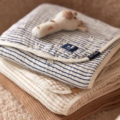 Couverture en coton Miffy Stripe Navy (75 x 100 cm)