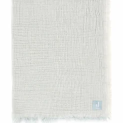 Couverture en gaze de coton Fringe Stripe Sea Green (75 x 100 cm)