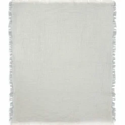 Couverture en gaze de coton Fringe Stripe Sea Green (75 x 100 cm)