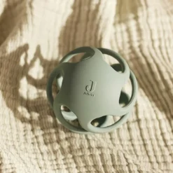 Couverture en gaze de coton Fringe Stripe Sea Green (120 x 120 cm)