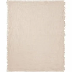 Couverture en gaze de coton Fringe Stripe Biscuit (75 x 100 cm)