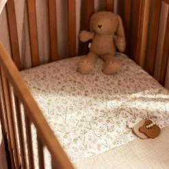 Couverture en gaze de coton Fringe Stripe Biscuit (75 x 100 cm)