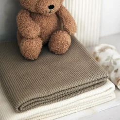 Couverture en polaire Basic Knit Ivory (75 x 100 cm)