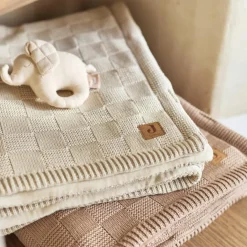 Couverture en polaire Box Knit Milky Coffee (75 x 100 cm)