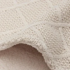 Couverture en polaire Check Knit Oatmeal (100 x 150 cm)