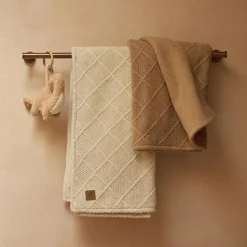 Couverture en polaire Check Knit Oatmeal (100 x 150 cm)