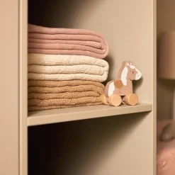 Couverture en polaire Check Knit Oatmeal (100 x 150 cm)