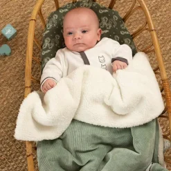 Couverture en sherpa Wooly sauge (75 x 100 cm)