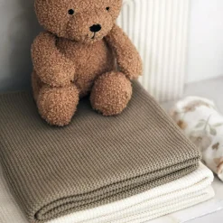 Couverture en tricot Basic Knit Olive Green (100 x 150 cm)