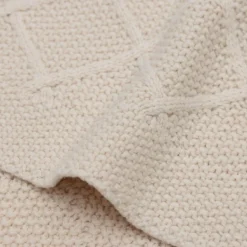 Couverture en tricot Check Knit Oatmeal (100 x 150 cm)