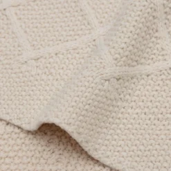 Couverture en tricot Check Knit Oatmeal (75 x 100 cm)