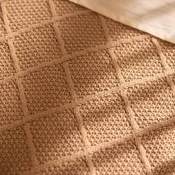 Couverture en tricot Check Knit Biscuit (100 x 150 cm)