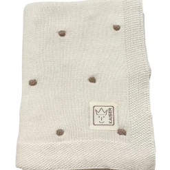 Couverture en tricot et coton bio crème et marron (80 x 100 cm)