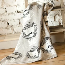 Couverture en tricot et coton bio Lion (80 x 100 cm)