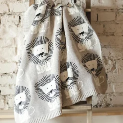 Couverture en tricot et coton bio Lion (80 x 100 cm)