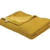 Couverture en tricot et flanelle Moutarde (75 x 100 cm)