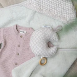 Couverture enveloppante Happiness Vieux rose-Ecru (75 x 75 cm)