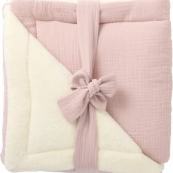 Couverture peluche double gaze et microfibre pétale (70 x 100 cm)