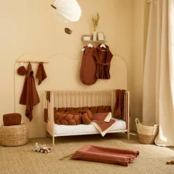 Couverture peluche double gaze et microfibre toffee (70 x 100 cm)