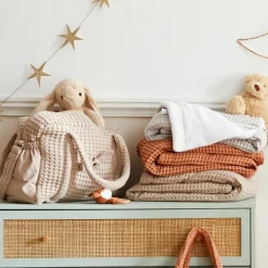 Couverture polaire en coton gaufré Latte (75 x 120 cm)