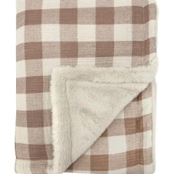 Couverture polaire Vichy Caramel (110 x 80 cm)