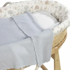 Couverture tricot bébé bleu (75 x 100 cm)